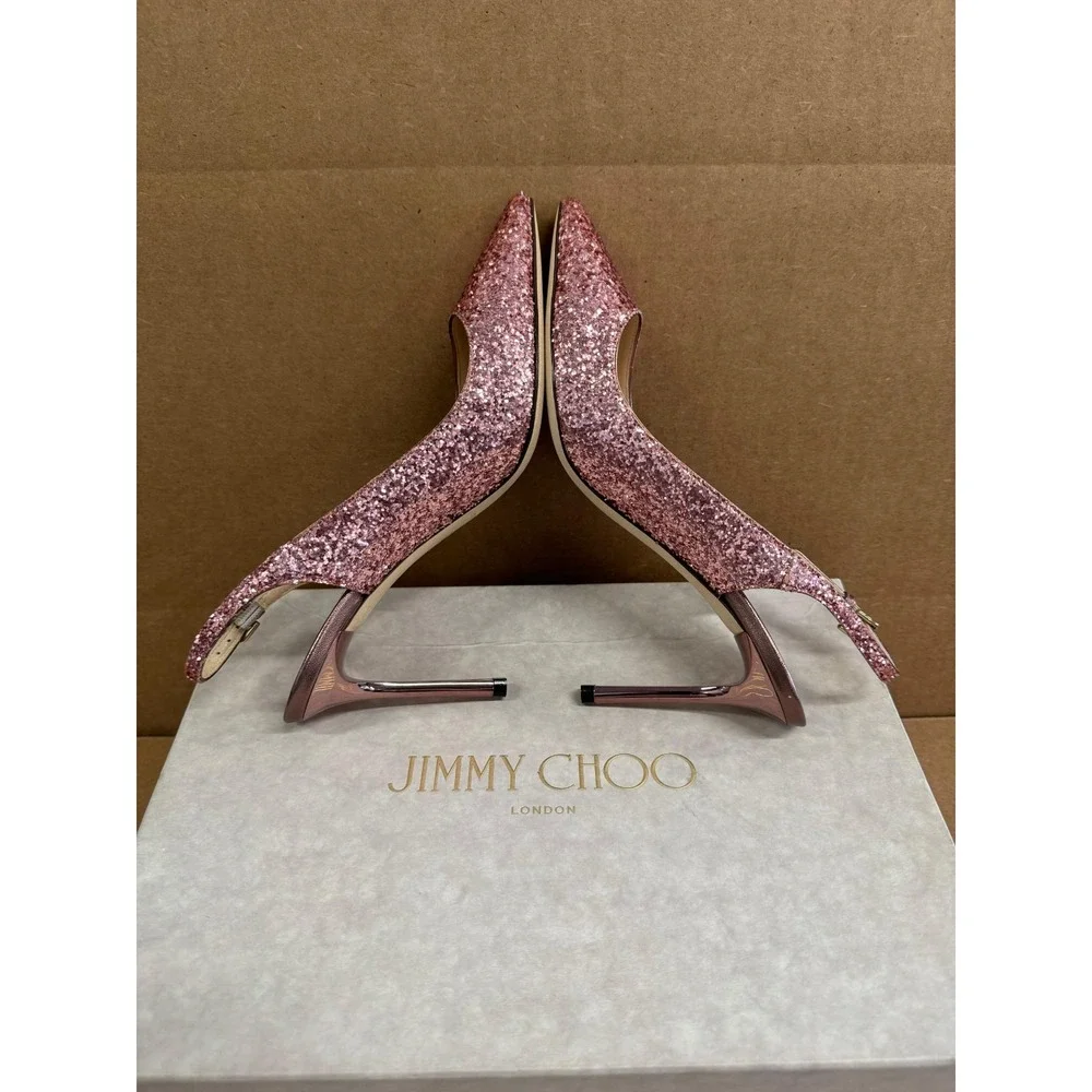 NWB Jimmy Choo Erin 85 Galactica Glitter Pumps Candyfloss Womens Size 37.5 EU - Picture 6 of 9